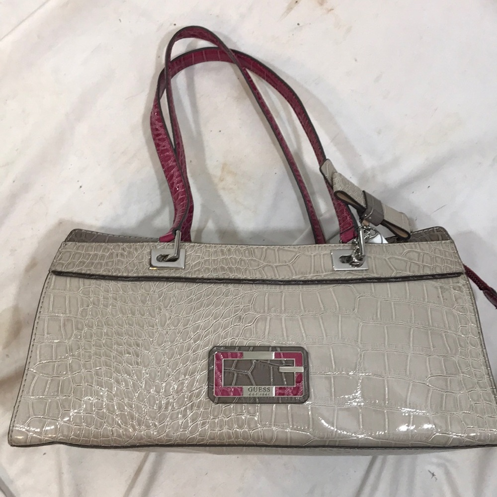 GUESS D'Orsay Beige Patent Colorblock Handbag